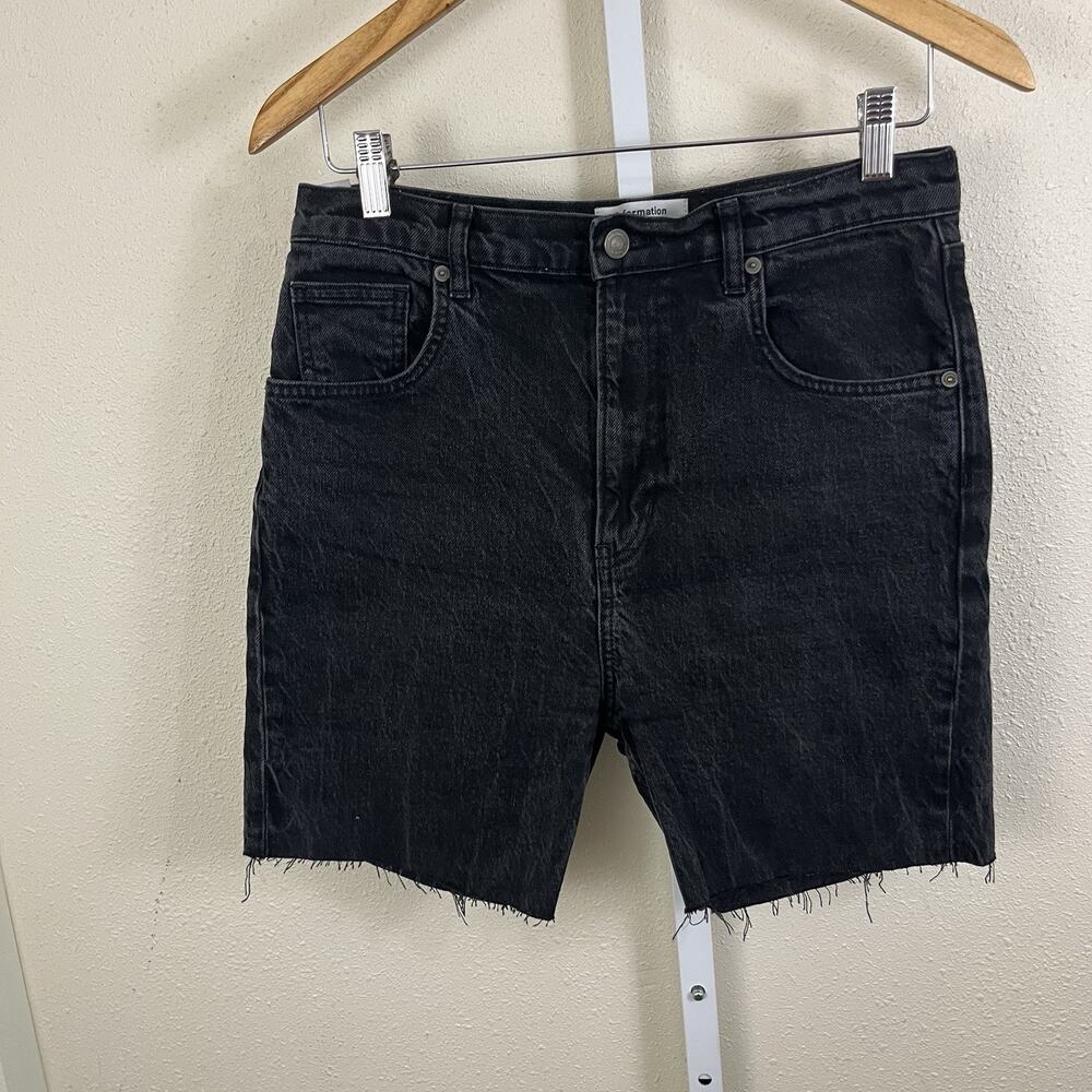 Reformation Liza Ultra High Rise Cutoff Denim Jorts Womens 31 Black READ